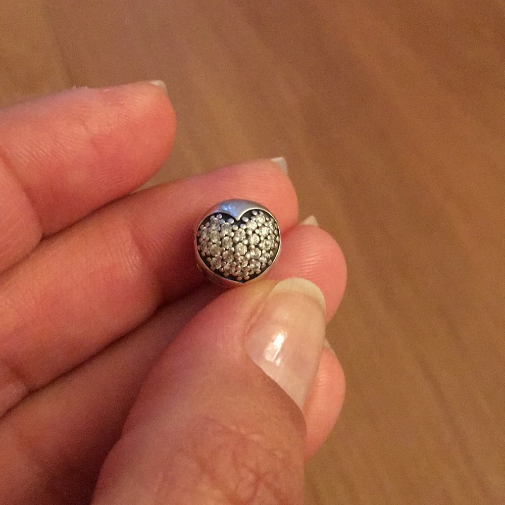 Sparkly pandora charm clip heart on both sides